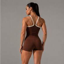 Women's Fitness Jumpsuit, Sporty, Polyamide, Zero Transparency, Sizes S, M, L, XL, Gym, Running, Crossfit, Yoga, Swimming, Casual Fashion - 藏蓝色 - 查看 3