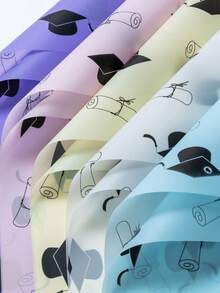 20 Sheets/Set Graduation Cap & Diploma Print Translucent Frosted Thin Paper, Minimalist Macaron Pastel Colors, Waterproof Tear-Resistant Matte Wrapping Paper, Lightweight Bouquet Wrapping Paper, Suitable For Graduation Parties, Gift Wrapping And DIY Decorations - Graduation Gift Paper - View 7