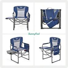 SUNNYFEEL Silla de Camping para Directores de Gran Tamaño Sillas de Césped Plegables Portátiles para Adultos Resistente con Mesa Lateral Bolsillo para Playa Pesca Picnic Concierto Tailgating - Azul - Ver 7