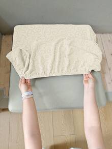 1pc Solid Color High Elasticity Detachable Machine Washable Sofa Seat Cushion Cover Suitable For Living Room Polyester Sofa Seat Cushion Cover Backrest Cover - Beige - View 9