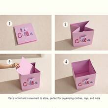 Customized Name Storage Box | Personalized Nursery Storage Cube | Home Decor | Children's Gift | Foldable Toy Bin | Nursery Gift - Multicolor - View 8
