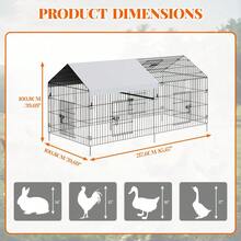Techigher Metal  With Waterproof Cover, Outdoor Chicken Run Pen, Portable Metal Poultry Cage Yard Playpen With 4 Doors & Window For Chickens, Ducks, Rabbits And Hens - Grey - View 9