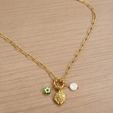 1pc Summer Fashion Stainless Steel Necklace, Handmade Minimalist Pearl Shell Starfish Pendant Necklace, Suitable For Work, Vacation, Party, Gift - Gold - View 8