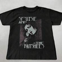 Fashion Print Casual T-Shirt Siouxsie and the Banshees Shirt, 90s goth band tee, Gothic clothing, Cute retro band shirts, Grunge graphic tee, Goth music shirt, Unisex,Kids Boys Clothing,Graphic Tees Boys,Boys Graphic Tees,Children's Sports Top,  Outfit, Girl's Clothing, - Svart - Visa 1