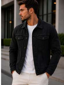 Men's Iron Button Twill Jacket - Negro - Ver 1