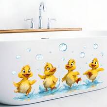 1pc Removable Bathtub Decal Sticker, Cute Yellow Duck With Bubbles - Multicolor - View 1