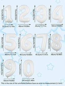 1組 32吋白色0-9數字鋁箔氣球 + 自黏彩色毛絨球，適用於生日派對、嬰兒洗禮、家庭聚會裝飾 - 白色 - 查看 8