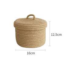 1pc/2pcs Handmade Woven Storage Basket, Home Decor Woven Basket, Suitable For Desk, Bedroom, Living Room, Bathroom, Study And Nightstand. Perfect For Storing Remote Controls, Cosmetics, Toys And Bathroom Essentials. Seaside Straw Rattan Woven Storage Basket - Multicolor - View 10