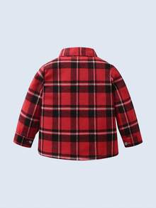 BOARNSEORL Young Boys Red Plaid Long Sleeve Shirt, Fashionable & Versatile, Suitable For Birthday Party, Wedding, Flower Boy, Christmas Party - Red - View 4