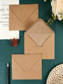 300pcs, Vintage Kraft Paper Envelopes Solid Color Minimalist Invitation Envelopes Business / Handwritten Letter Storage Bags, Thick Texture Postcard Storage Bags Vintage Style Handwritten Letter Envelopes, Universal Invitation / Greeting Card / Ticket Storage Envelopes Multiple Sizes Available, Minimalist Design Customizable DIY Greeting Cards - View 4