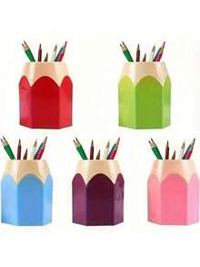 5pcs/1pc(Random Style & Color) Total 12 Colorful Pencil-Shaped Desktop Storage Boxes (Random Color) - Portable Design, Can Separately Store Pens And Pencils, Suitable For Students, Office And Home Use. Cute Cartoon Design, Office Supplies. Fun Design. Portable Storage Box And Pencil Case, Suitable For Christmas Use. Desktop Accessories, Applicable To Office, School Supplies, Fun Accessories, Lightweight Storage Box, Pen Holder, Office Supplies. (Pen Holder Style & Color Randomly Sent, Not Fixed, Color Difference Is Normal) - Multicolor - View 9