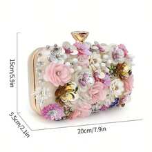 2025 New Handmade Beaded Embroidered Floral Clutch Bag, Pure Handwork, Beaded Bag1 - Pink - View 5