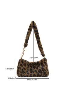 Leopard Print Faux Fur Shoulder Bag (Random Print Placement) - Brown - View 4