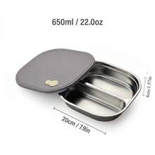 Compartment Square Dinner Plate With Lid, Stackable 304 Stainless Steel Food Containers, Reusable Tableware, Food Tray, Suitable For Student & Adult, Use In Home, School, Office, Restaurant, Canteen, Dishwasher & Microwave Allowable - Multicolor - View 18