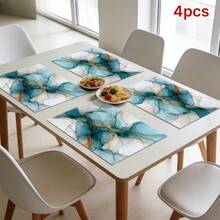 1/2/4/6/8入大理石墨水印花餐墊，18"*12"(45*30cm)，2款黑金與青金抽象水彩設計，100%聚酯纖維防水防污耐熱可機洗耐用桌墊，適用於居家、餐廳、B&B - 彩色 - 查看 13