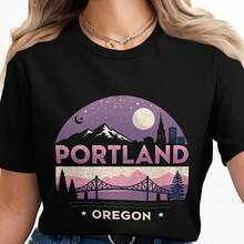 Portland T-Shirt, R Citcape Design, Unique Graphic Tee, Perfect Gift For Travelers, Comfortable Casual Wear - 黑色 - 查看 1