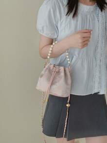 Fashion Pearl Mini Bucket Bag - Baby Pink - View 2