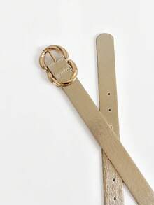 1 pieza/2 piezas Cinturón fino de mujer con lámina dorada, casual, elegante, de lujo, minimalista y versátil, para vestido, falda y vaqueros, adecuado para uso diario, oficina, citas y vacaciones - Blanco - Ver 5