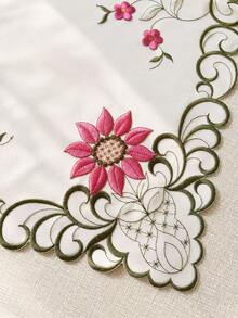 1件橢圓形刺繡向日葵桌布，法式浪漫橢圓形布料刺繡桌布，適用於餐桌、咖啡桌、日常家居裝飾、婚禮、派對和節日 - 172粉紅色 - 查看 5