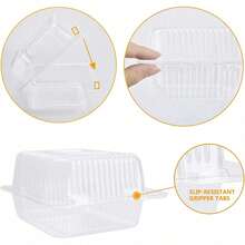 5 piezas de recipientes de plástico transparente cuadrados con bisagra para alimentos, recipientes para porciones de pastel, bandejas para llevar con tapa abatible - Transparente - Ver 6