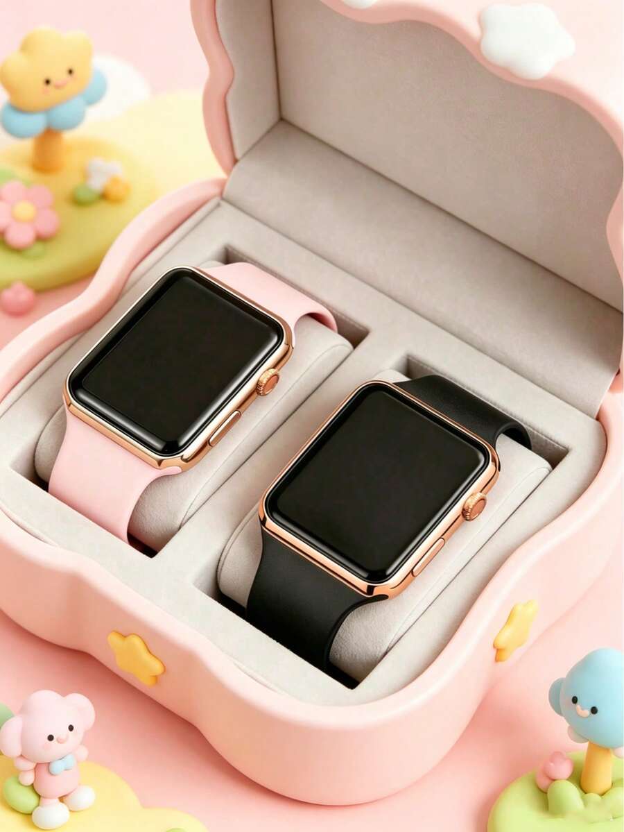 2/1pcs Set, Teen Student Edition Square Sports Style LED Screen Watch, A Casual Sports Electronic Watch Suitable For Daily Life, Perfect For Wearing To School. Mother's Day, Back To School Season Gift - Multicolor - View 1