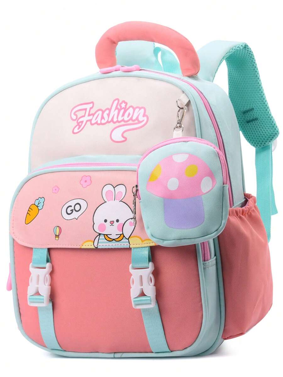 Mochila estilo universitario nueva, ligera y cómoda, con diseño de conejito lindo, bolso de hombro para estudiantes, simple y versátil, mochila para el campus