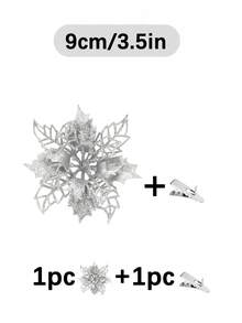 1件/5件/10件/20件 閃亮聖誕花夾飾，適用於聖誕樹裝飾、婚禮與新年派對裝飾、花環，3.5英吋、5.9英吋與9.4英吋花頭，可用於樓梯、窗戶、壁爐與露台 - 銀色 - 查看 9