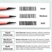 Marie's Natural Wood Charcoal Pencil Series Soft/Medium/Hard Charcoal 12pcs/Box Natural Wood Hexagonal Barrel Comfortable Grip Uniform Charcoal Core Break-Resistant Suitable For Sketching, Quick Drawing, Hand-Drawn Art Enthusiasts - Set - View 5