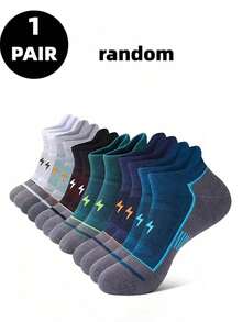 6 Pairs Men's Athletic Ankle Socks, Reinforced Cushioning, Non-Slip Heel Patch, Anti-Abrasion Design, Dynamic Compression Technology, Suitable For Running, Hiking, Fitness Training - Multicolor - View 11
