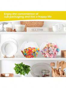 1/3/5pcs Hexagonal Reusable Plastic Storage Jars With Airtight Lids - 850ml/29oz Food Containers For Candy, Kitchen, Bathroom And Party Organization - Versatile Holiday Decor (Wedding, Birthday, Easter, Thanksgiving), Large Decorative Plastic Candy Jars, Transparent Visible Lids, Clear Containers, Easy-Open Lids - Multicolor - View 11
