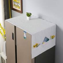 Funda antipolvo impermeable de PEVA para refrigerador con bolsillos de almacenamiento laterales, protector de parte superior de nevera, organizador de cocina - Ver 15