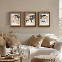 3 pièces Art sur canevas encadré - Décoration murale pour couloir & bureau - Affiche carte du monde avec cadre en bois, impression d'art aquarelle, art de mode, art minimaliste, art abstrait, convient pour café, bar, maison & dortoir, décoration murale du salon - A - Voir 6