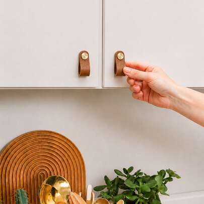 Tay nắm ngăn kéo bằng da, tay nắm nội thất bằng da, lý tưởng cho ngăn kéo, tủ và nội thất, chống nước, bền, tay nắm nội thất cho gia đình có trẻ em