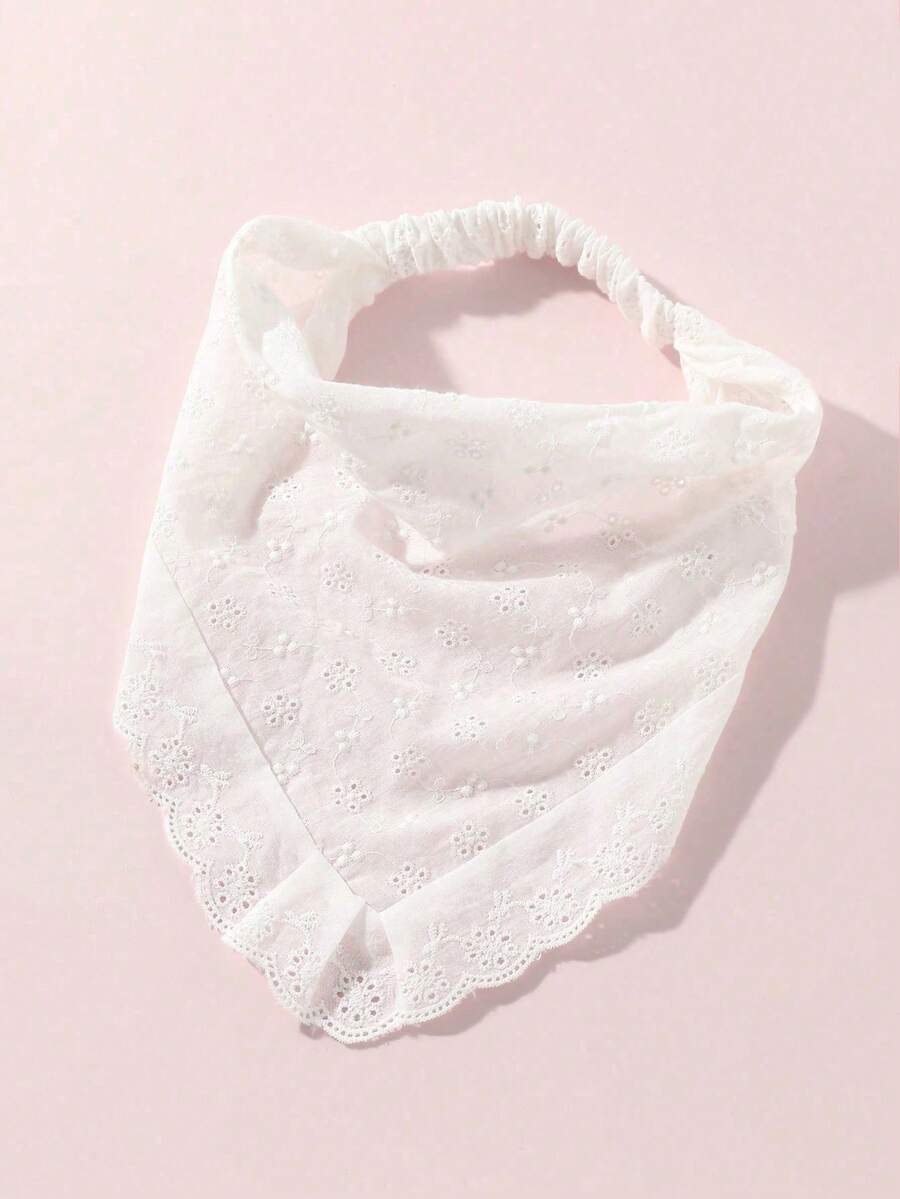 1件原創花卉刺繡捲邊女用頭巾髮帶,適合日常與度假使用,夏季髮飾沙灘圍巾度假女用頭巾 - 白色 - 查看 1