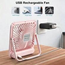 180° Adjustable Tilt Portable Rechargeable USB Fan, Foldable Personal Fan With Power Display, 5 Wind Speeds, Super Quiet Desk Fan, Battery Capacity: 600mAh - Multicolor - View 2