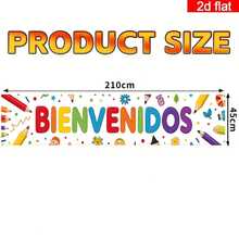 Pancarta de Bienvenida Española Plana 2D Grande "Bienvenida Decoración de Fiesta con Temática Española, con Borde de Flores y Estrellas Coloridas, Adecuada para Decoración Duradera para Bodas, Cumpleaños y Fiestas de Inauguración de Casa. Montaje de Fiesta Estilo Español para Uso Interior y Exterior - A - Ver 3