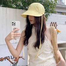 1pc New 2026 Spring/Summer Striped Bucket Hat For Women, Versatile Sun Protection Wide Brim Round Dome Sun Hat - Multicolor - View 8