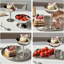 Copa de Helado, Taza de Helado Tazn de Acero Inoxidable para Helados Cuencos Tazas de Yogur con Patas Redondas Tazas Pudn Metal Reutilizable para Postre Sundae Frutas 2Pcs - 2 piezas - Ver 7