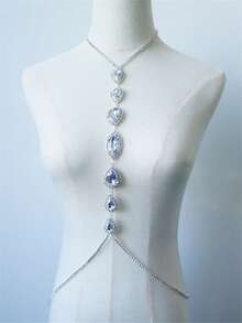 Women's Classic Bra Chain, Sparkling Rhinestone Body Jewelry, Sexy Party Accessory - White - View 2