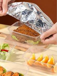 10/20/30/50pcs Reusable Aluminum Foil Food Covers, Bowl Plate Tabletop Food Warmers, Keep Warm Fresh Dust-Proof, Leftover Storage Sealed Lids, Kitchenfatkun Food Preservation Supplies, Suitable For Refrigerator And Microwave - Multicolor - View 7