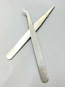 2pcs Tweezers Set, Straight + Curved Precision Tweezers, Suitable For Embroidery, Cross Stitch, DIY Crafts, Nail Art And Model Making - Tweezers - View 1