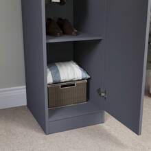 Home Discount Vida Designs Riano 1 Door Wardrobe Storage Organisation Bedroom Furniture Tall Lone Standing Cupboard Easy To Build MDF  - Grey - Grey - View 7