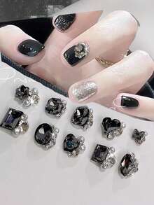 20Pcs Nail Art Rhinestone Decor, Sparkling Pillow Shaped Fat Square Rock Candy Asymmetric Stacked Rhinestone Nail Charms - Multicolor - View 7