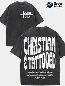 hombres y mujeresCamiseta 100% algodón con estampado de John 7:24, estilo callejero, lavada, marca Orca . Ideal para uso casual, salidas al aire libre, fiestas, vacaciones, regalos y otra - Negro - Ver 6