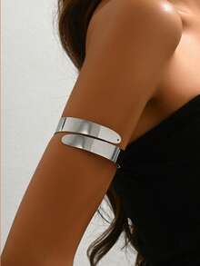 1pc Women's Metal Geometric Creative Design Fashion Niche Arm Cuff Suitable For Daily Wear - Silver-b739 - View 2