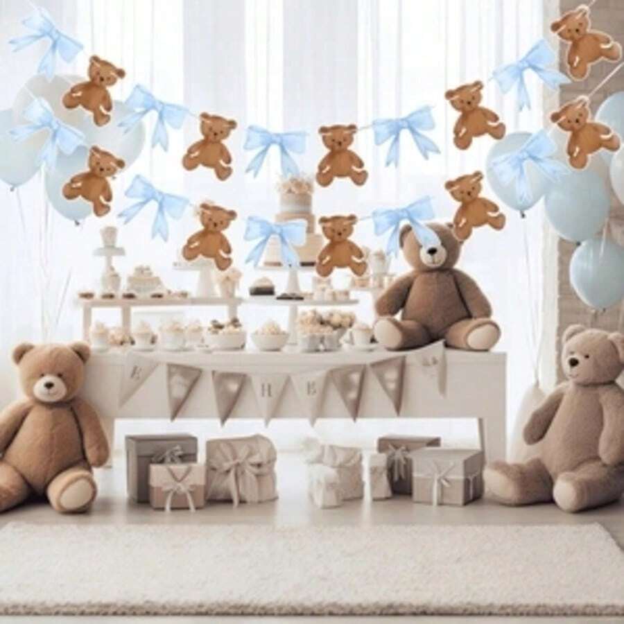 20pcs Bow Bear Garland Design Theme, Perfect For Birthday Party, Scene Arrangement Decoration, Ball, Holiday Celebration Backdrop Decoration - View 1