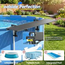 Above Ground Pool Bar Heavy Duty Matte Black Poolside Table Swim Up Drink Holder Floating Snack Tray Floating Bar For Round Oval Frame Pools - Silver Mirror Finish - View 11
