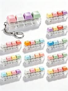 1pc Adult Keyboard Fingertip Toy, Pressing Toy, Bag Pendant, 4-In-1 Keyboard Fingertip Keychain, Cubic Mechanical Key Press Stress Relief Gift, Suitable For Office, School, Home To Pass Time, Can Be Hung On Wallet, Bag, Clothes, Door, Window, Wall, Carry To Office Or Travel - Multicolor - View 2