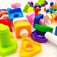 Nut And Bolt Set, Children's Fine Motor Skills Training Educational Toy, Shape And Color Matching Toy, Children's Building Game, Building Block Combination, Colorful Screw And Nut Combination Toy, Used To Develop Children's Hands-On Ability And Thinking Ability. Color And Style Random - Multicolor - View 9