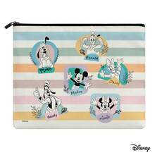 Disney Classic Characters Lovely Canvas Pouch, Gentle Pastel Rainbow Tone For Daily Makeup & Personal Items - 10 X 8.1 Inches - View 4